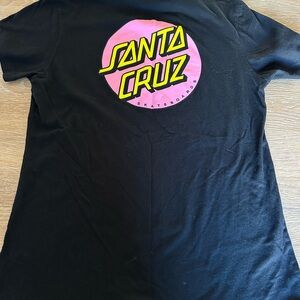 Santa Cruz Skateboards Women’s Slim Tee in Black with Pink Logo